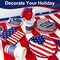 214 PCS 4th of July Party Decorations,Include American Flag Tablecloths,Paper Plates Cups Napkins Cutlery Forks Spoons(Red, White and Blue)